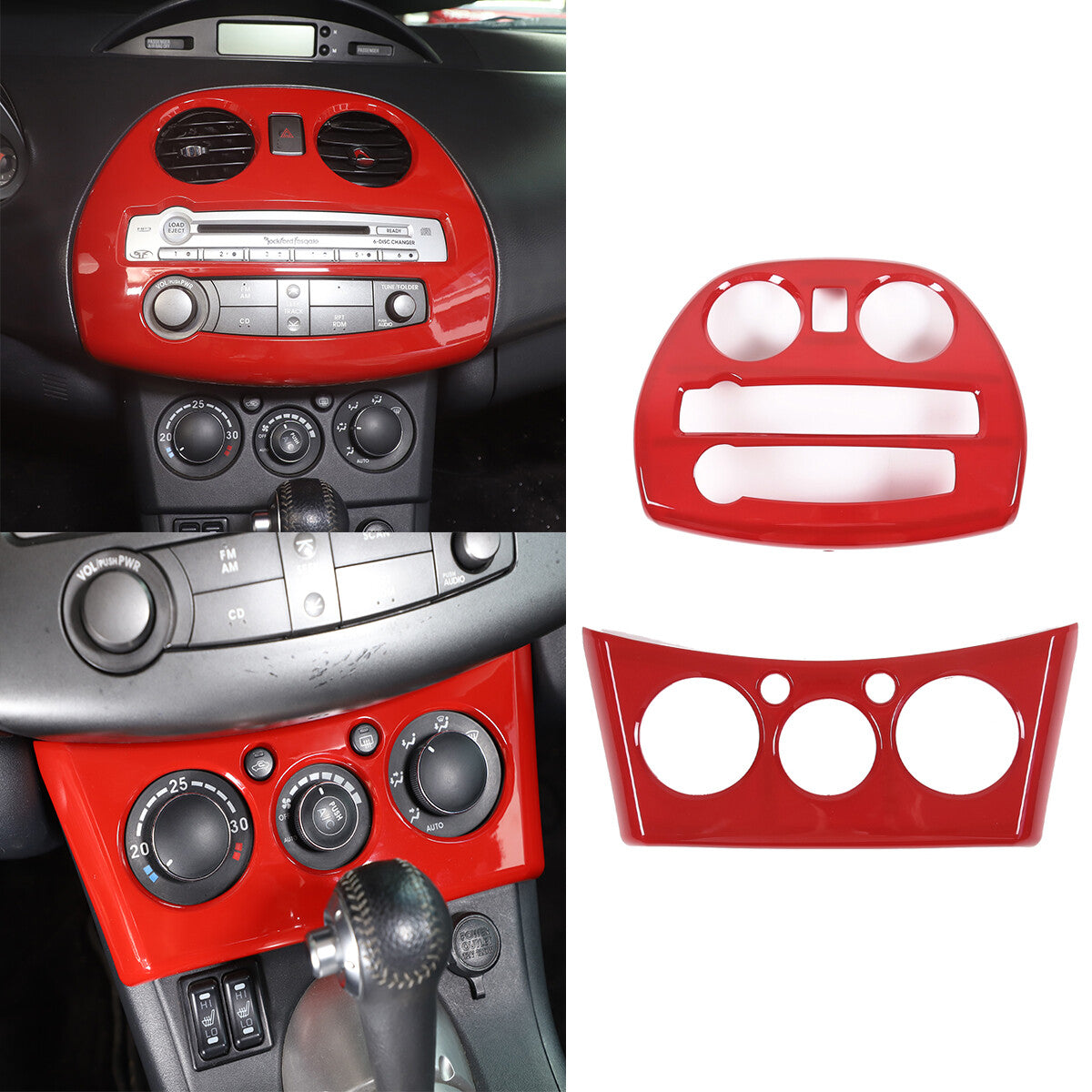 Red ABS Instrument AC Switch & CD Panel Cover Set For Mitsubishi ECLIPSE 2006-11 2