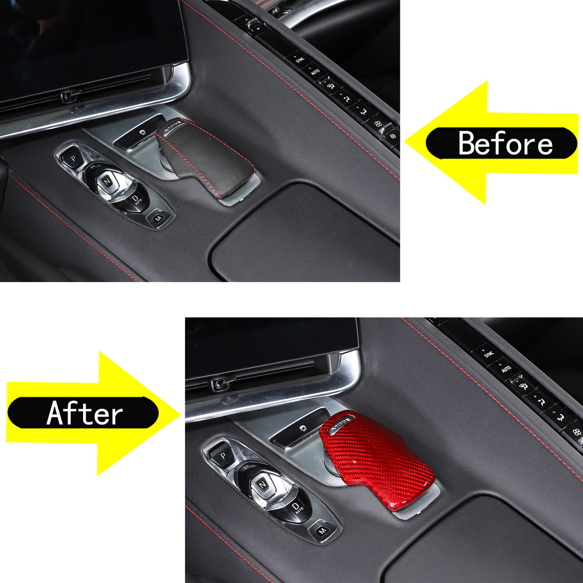 Red Real Carbon Fiber Full Interior Set Decor Trim Kit for Corvette C8 20-25 57