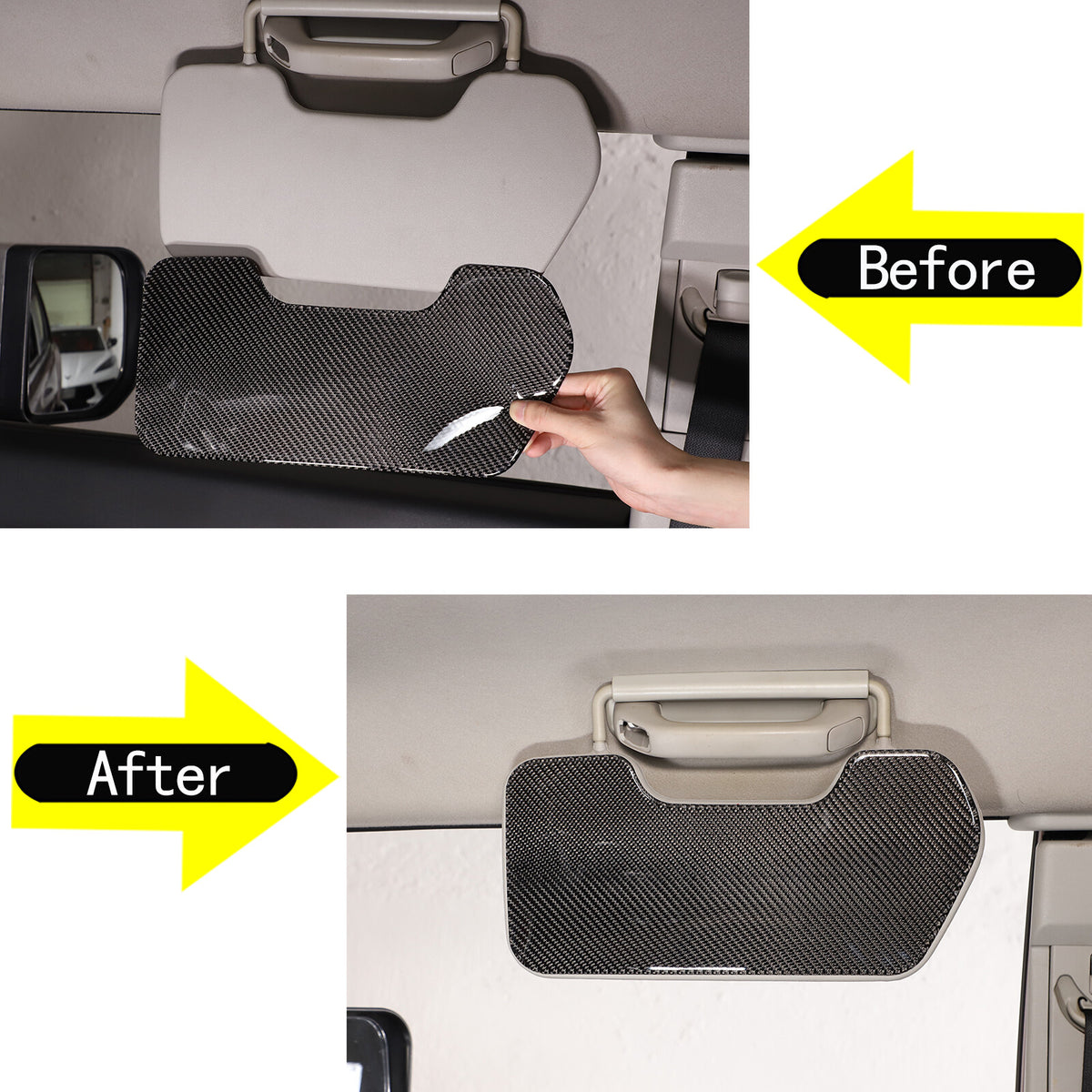Carbon Fiber Sun Visor Panel Sticker For Toyota FJ Cruiser 2007-2021 3