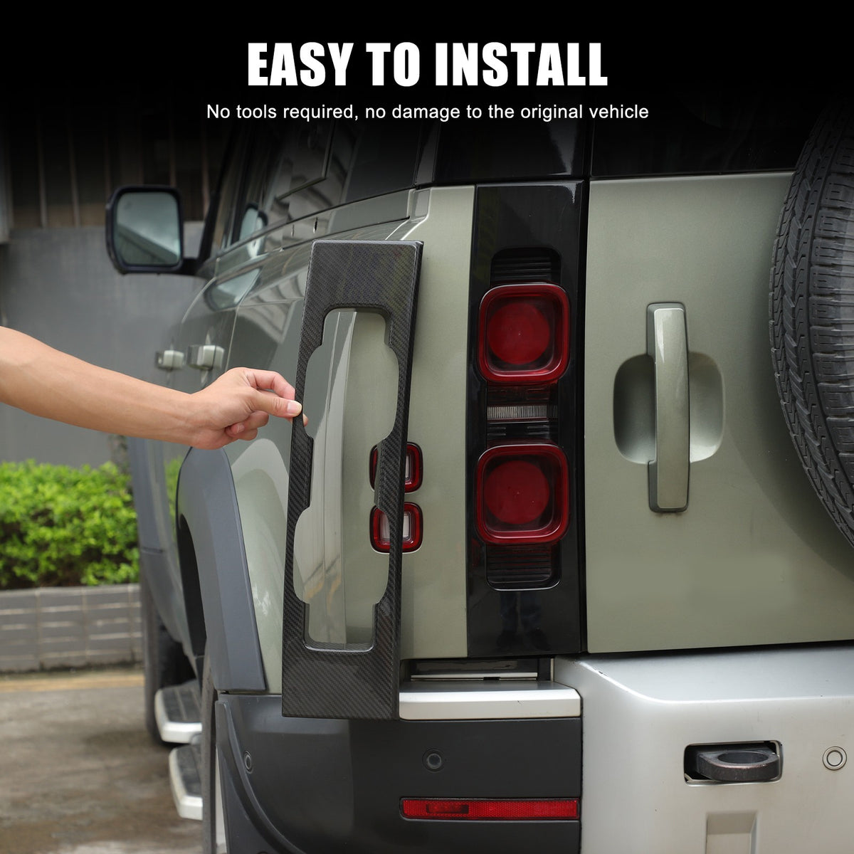 Real Carbon Fiber Rear Tail Light Panel Trim For Land Rover Defender L663 20-25 9