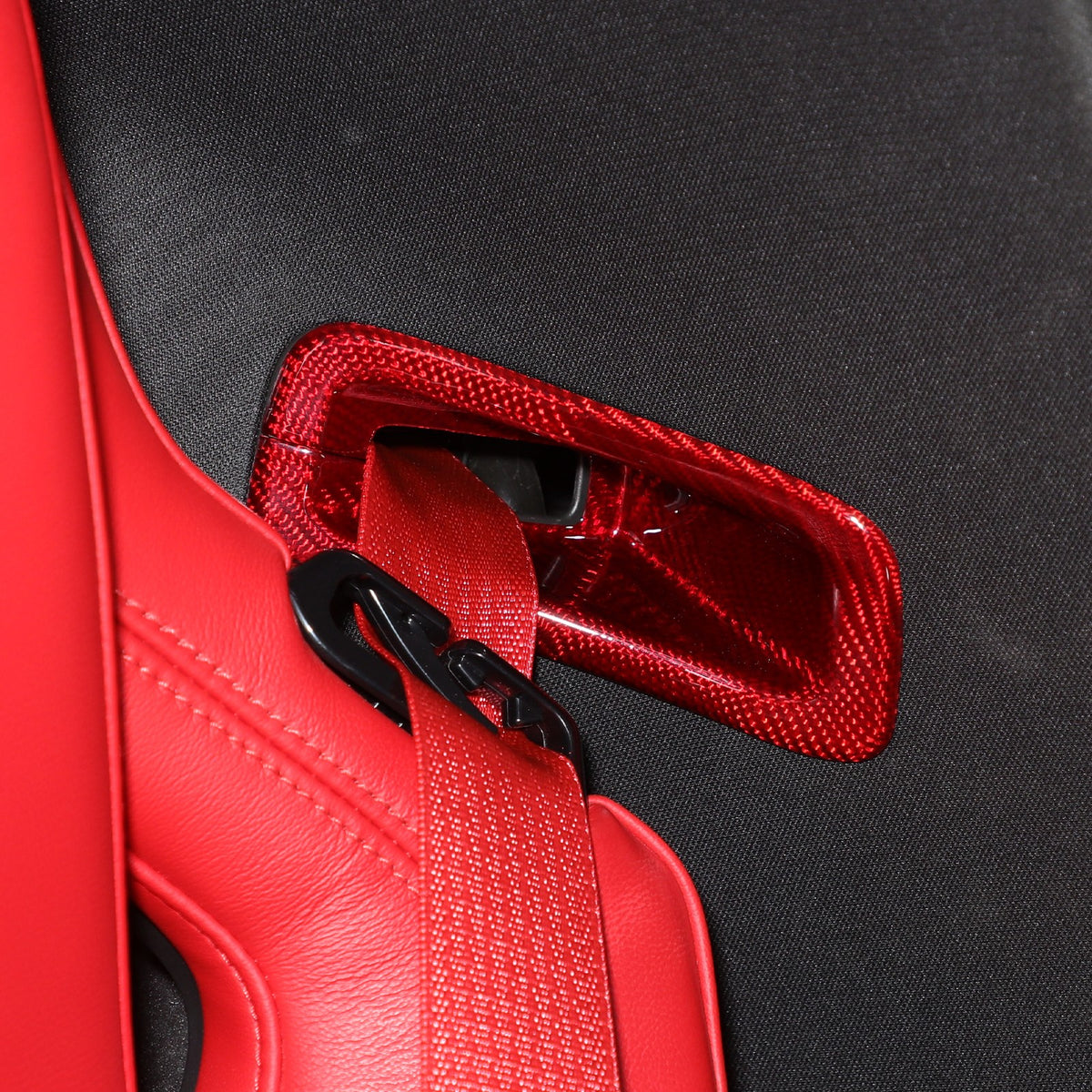 Red Real Carbon Fiber Seat Safety Belt Frame Trim For Corvette C8 2020+ 12