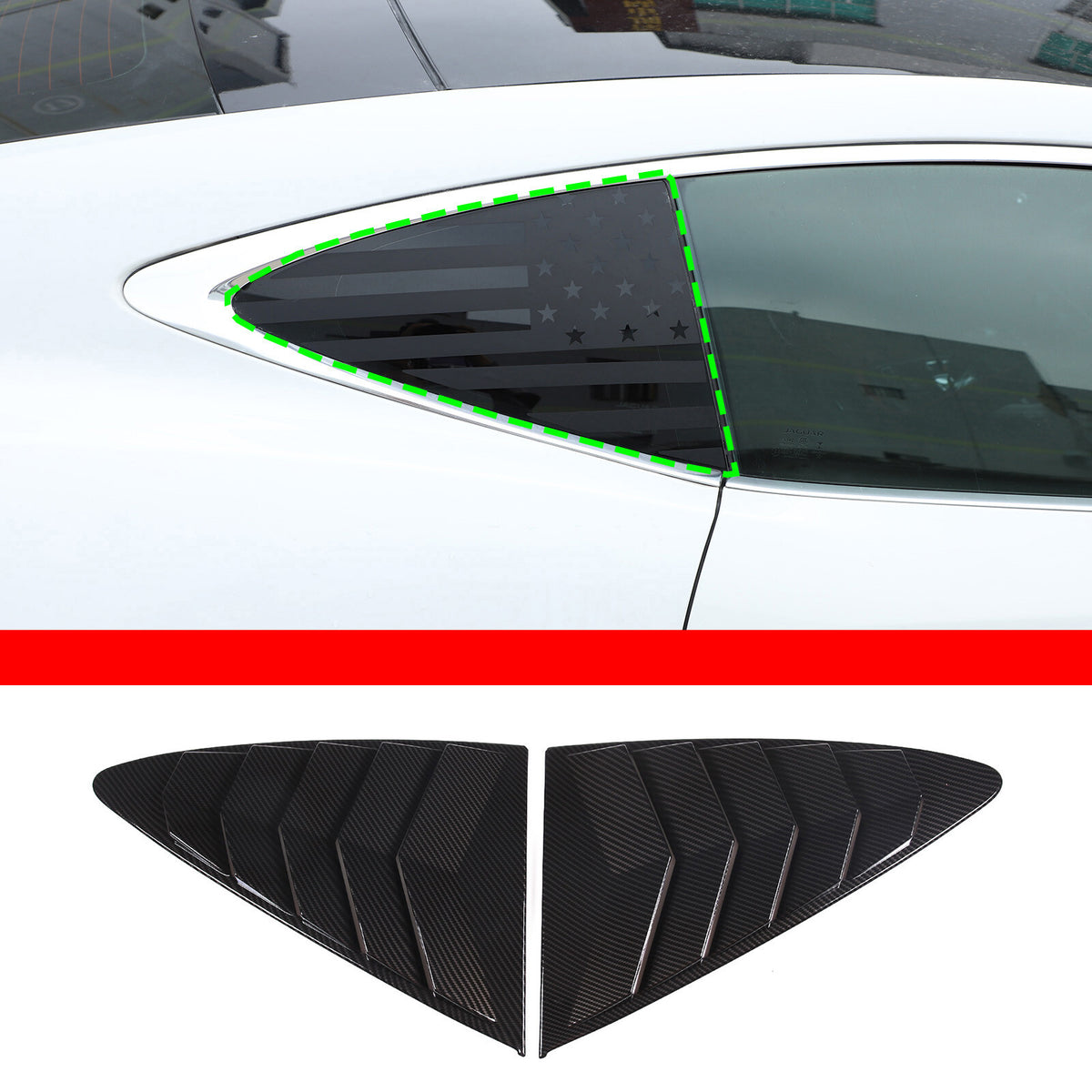 ABS Carbon Fiber Rear Side Window Louver Cover For Jaguar F-TYPE Coupe 13-24 14