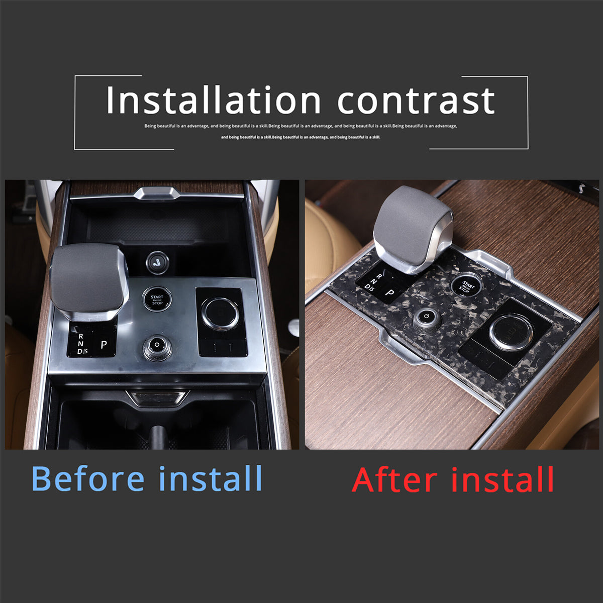 Forged Real Carbon Fiber Center Gear Shift Panel Trim For Range Rover Vogue 23+ 8
