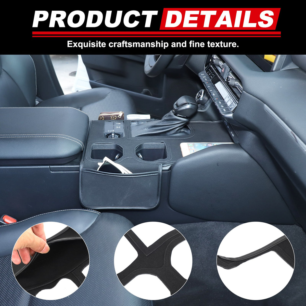Suede Cloth Center Console Gear Shift Trim Cover For Toyota LC250 Prado 2024+ US 19