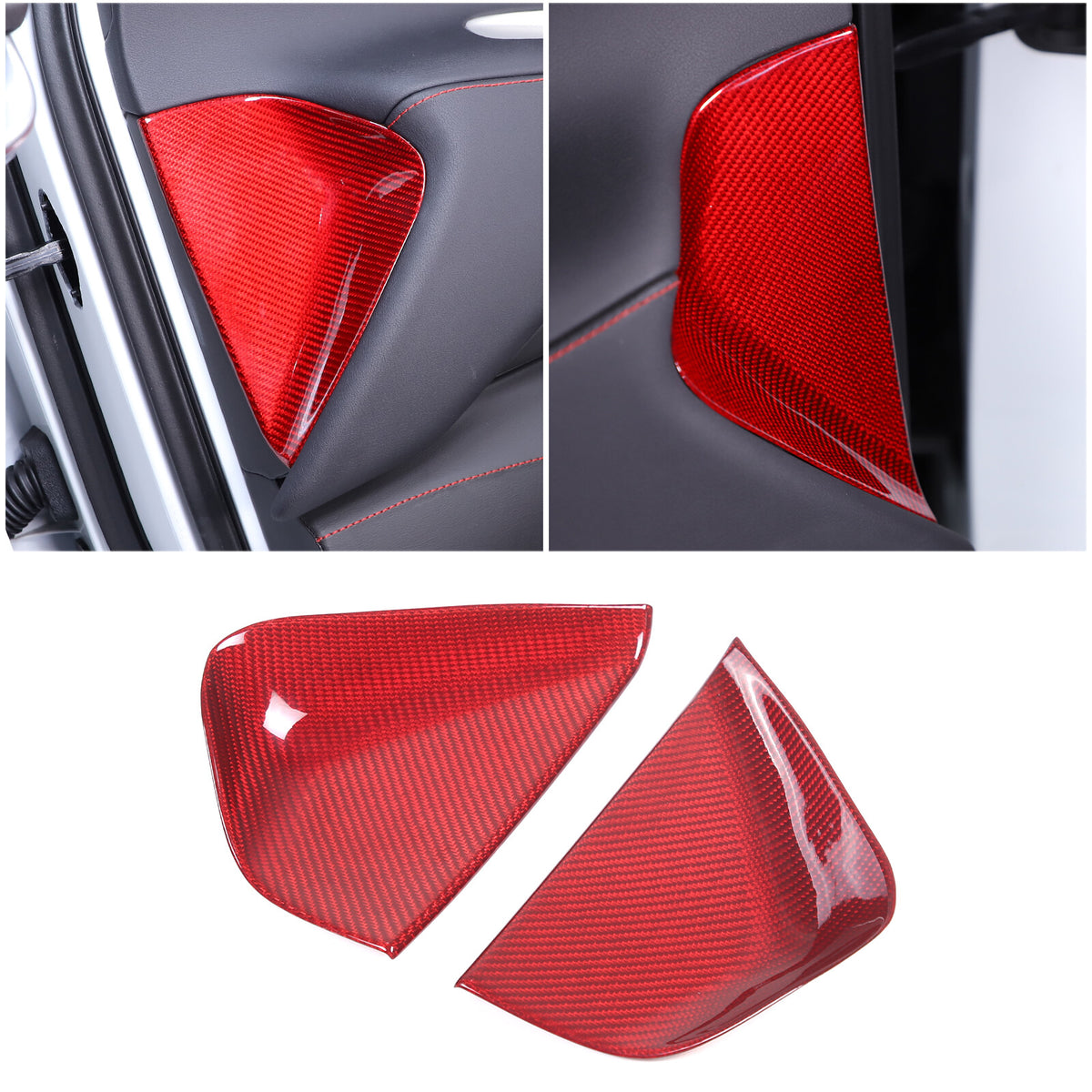 Red Carbon Fiber Dashboard Anti-collision Door Panel Trim Cover For Corvette C8 12
