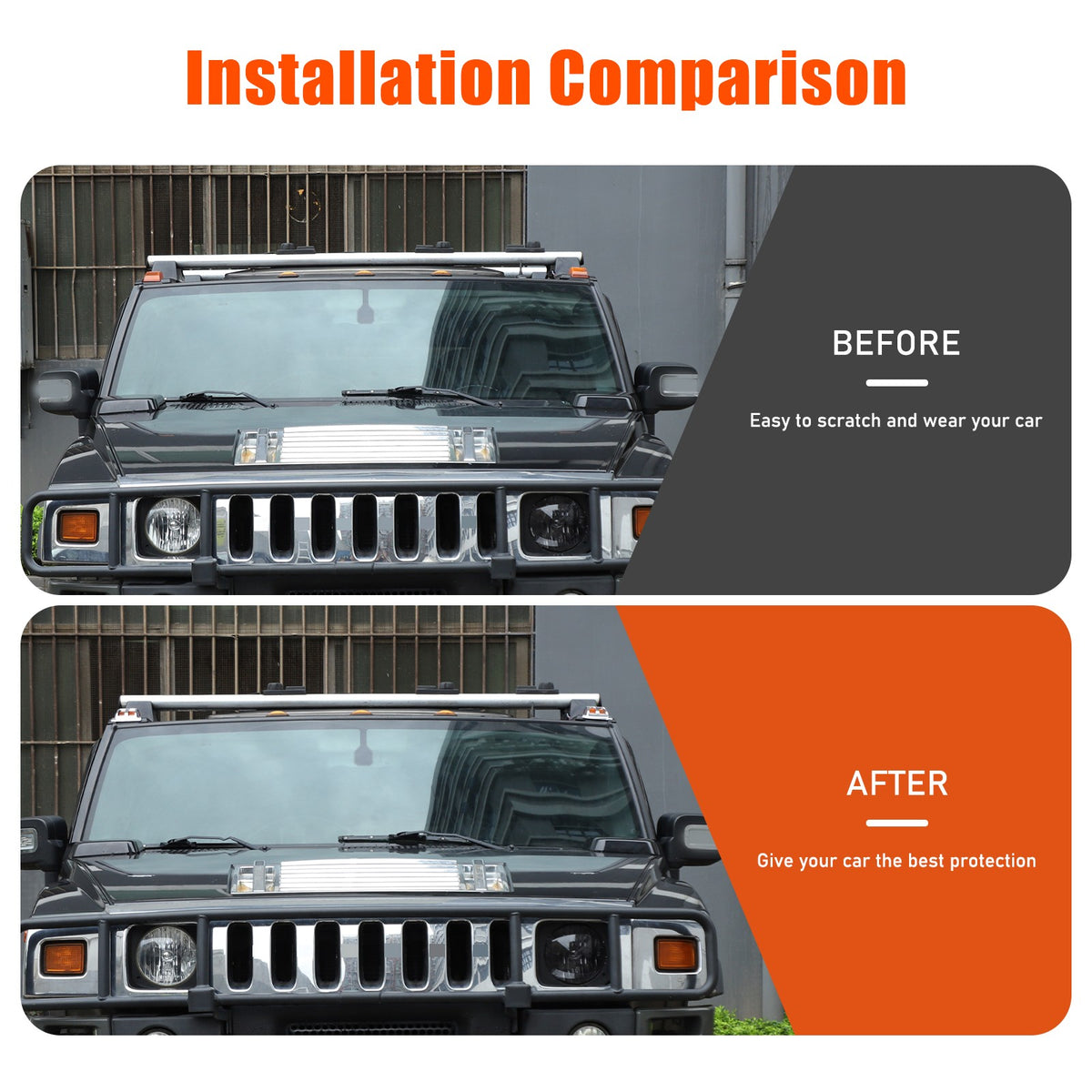 ABS Silver Front & Rear Roof Light Guard Cover Trim Set For Hummer H2 2003-09 US 24