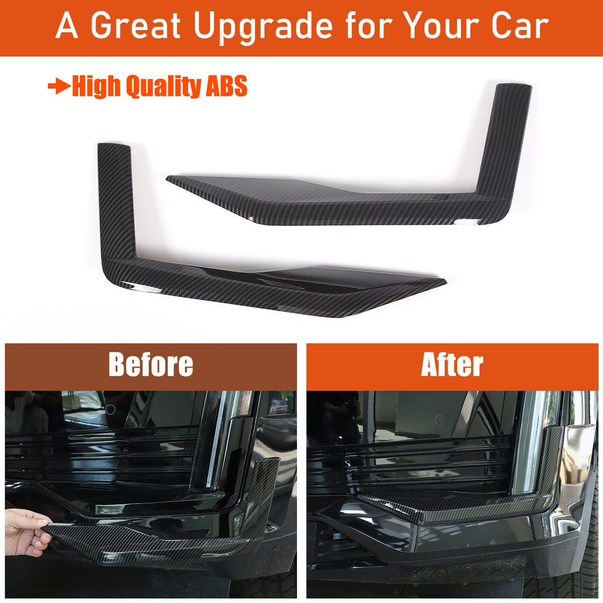 ABS Carbon Fiber Front Headlight Fog Light Trim Cover For Cadillac Escalade 21+ 16
