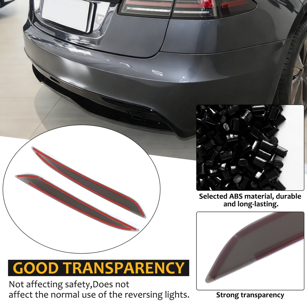 Smoked Black Rear Fog Tail Light Lamp Decor Cover Trim For Tesla Model S 2017+ 23