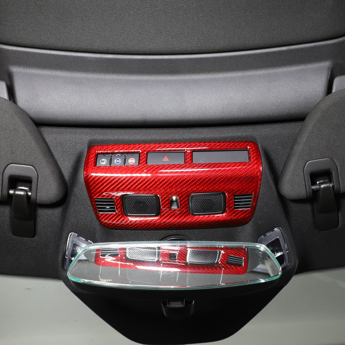 Red Real Dry Carbon Fiber Reading Light Trim Frame Cover For Corvette C8 2020-26 10