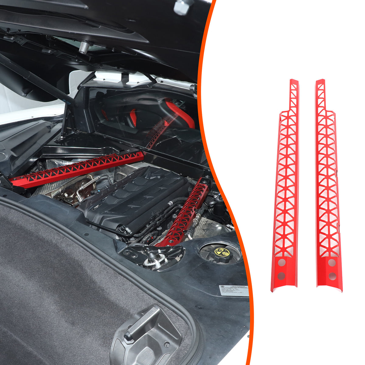 Hollowed Red Engine Bay Crossmember Panel Trim Cover For Corvette C8 Coupe 20+ 1