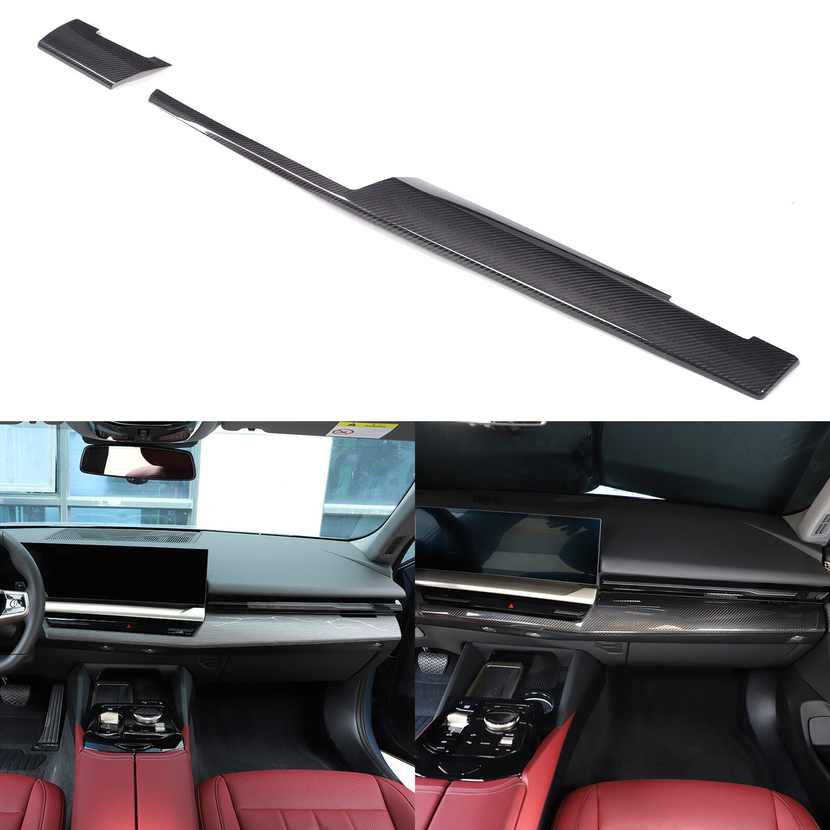 Real Carbon Fiber Center Co-pilot Dash Cover Trim Kit For BMW 5 Series G60 2024+ 19