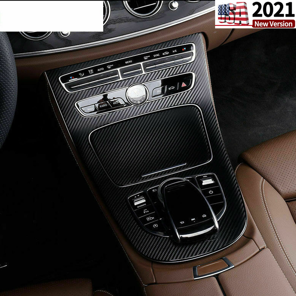 Carbon Fiber Look Center Control Panel Cover For Mercedes Benz E Class 16-2018 6