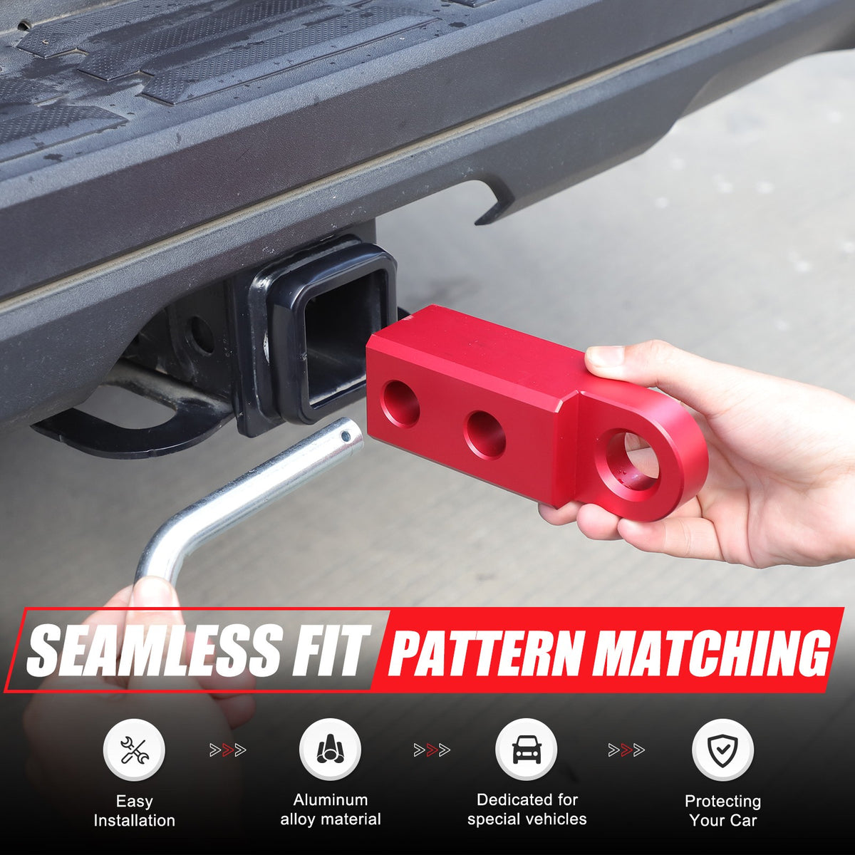 Red Aluminum Alloy Trailer Mount Receiver Hitch Tow Hook For Toyota Tundra 2022+ 2