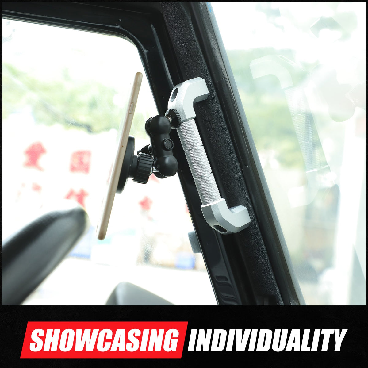 Replace Silver A-Pillar Handle W/Phone Mount For LR Defender L316 2004-2018 7