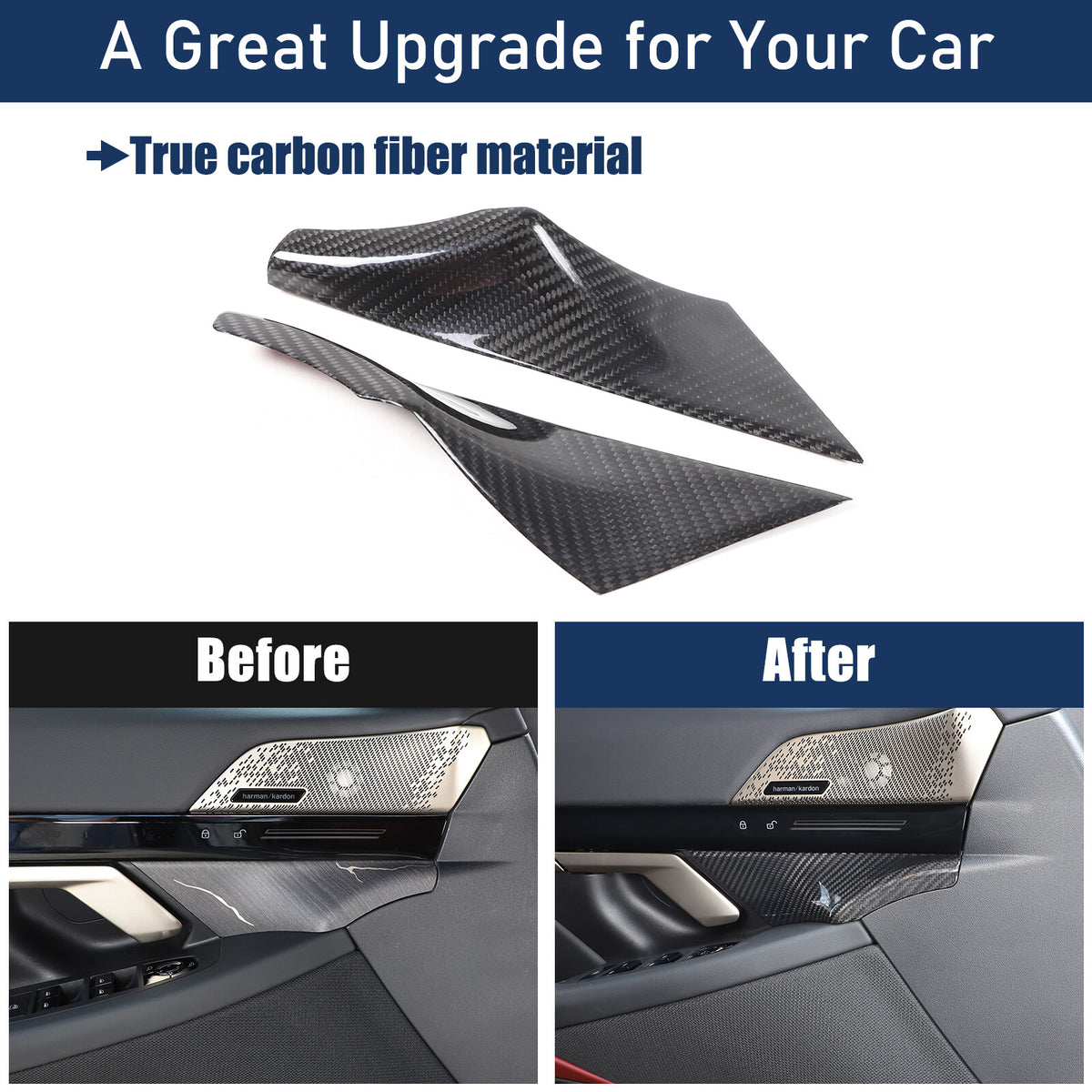 Real Carbon Fiber Interior Door Handle Cover Trim For BMW 5 Series G60 i5 2024+ 1