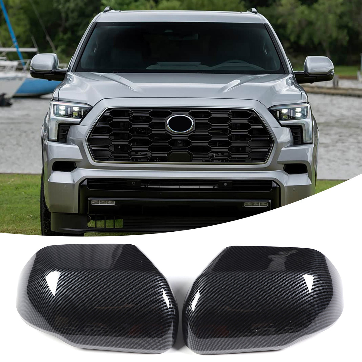 ABS Carbon Fiber Side Mirror (Non-Turn Signal)Trim For Toyota Tundra/Sequoia 22+ 8