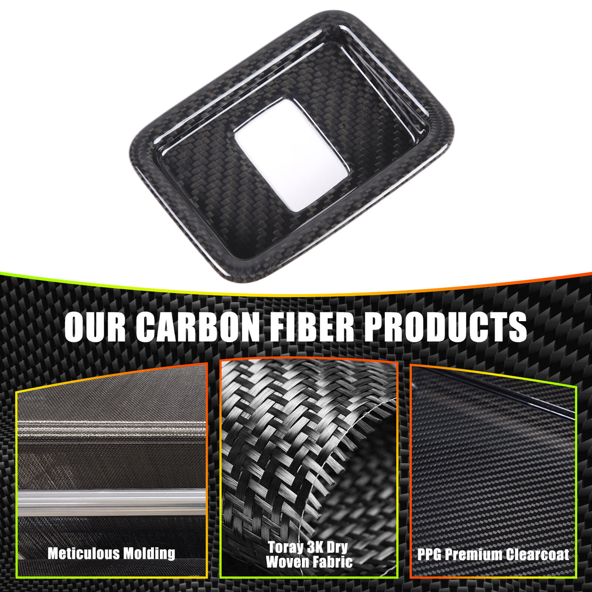 Real Carbon Fiber Inner Tailgate Switch Trim Cover For Range Rover Vogue 23+ 12