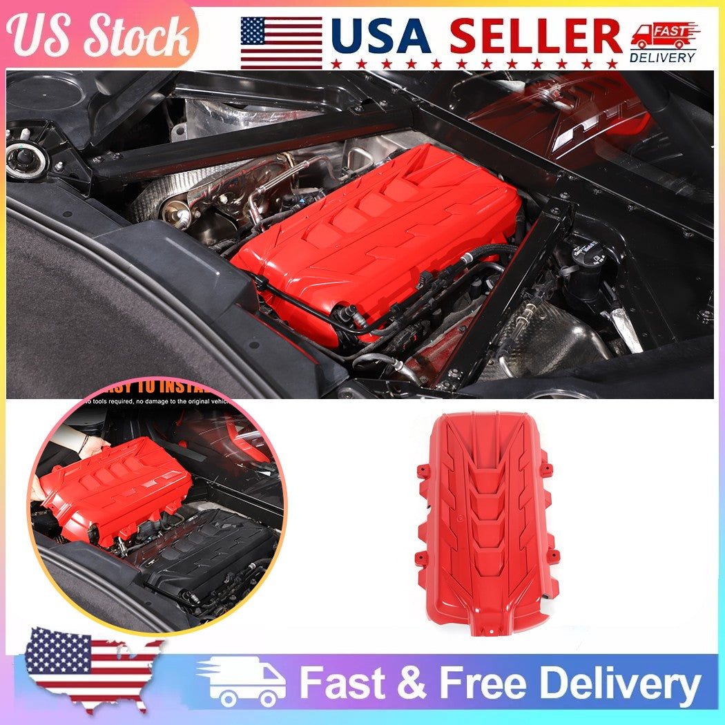 Sport Red ABS Hood Bonnet Protector Trim Cover For Corvette C8 2020+ 1