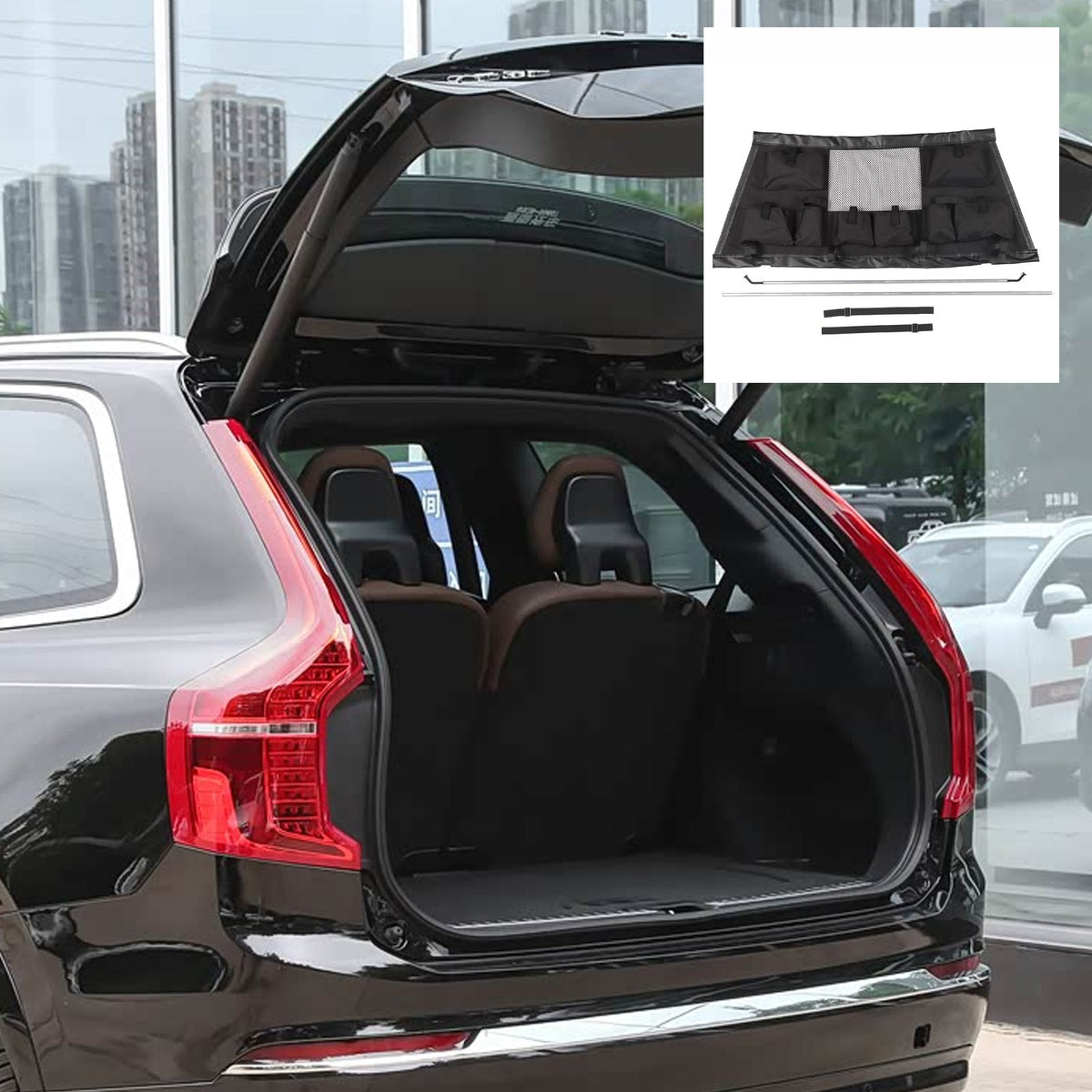 Rear Trunk Cargo Net Storage Bag Tray For Volvo XC90 2015+ 3