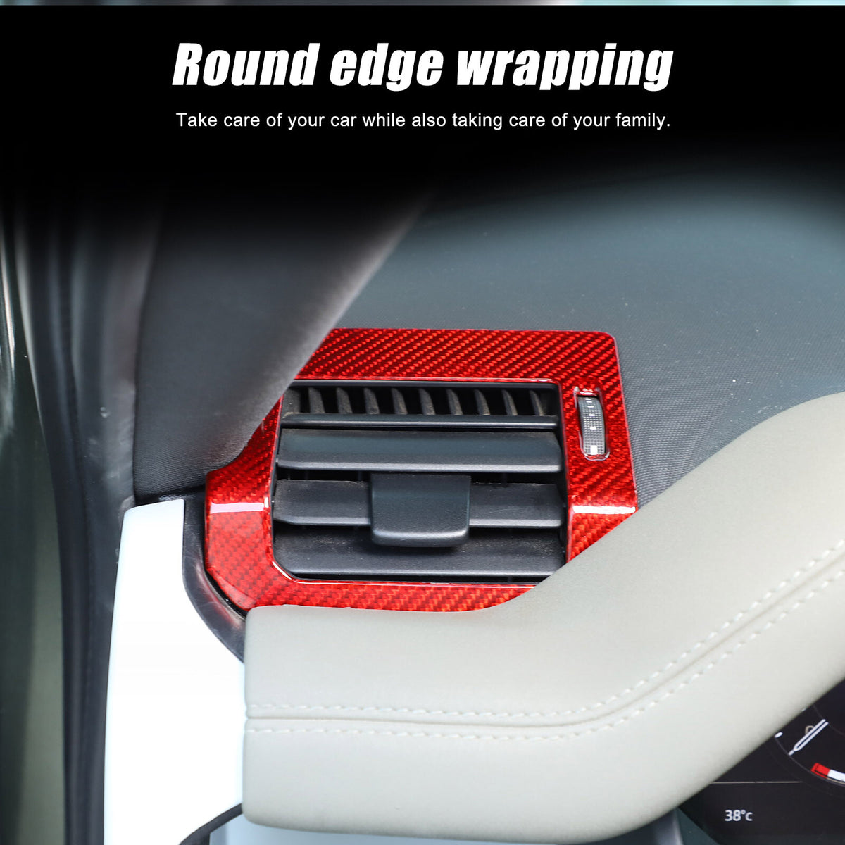 Red Real Carbon Fiber Air Vent Outlet Cover Trim For LR Defender L663 2020-24 3