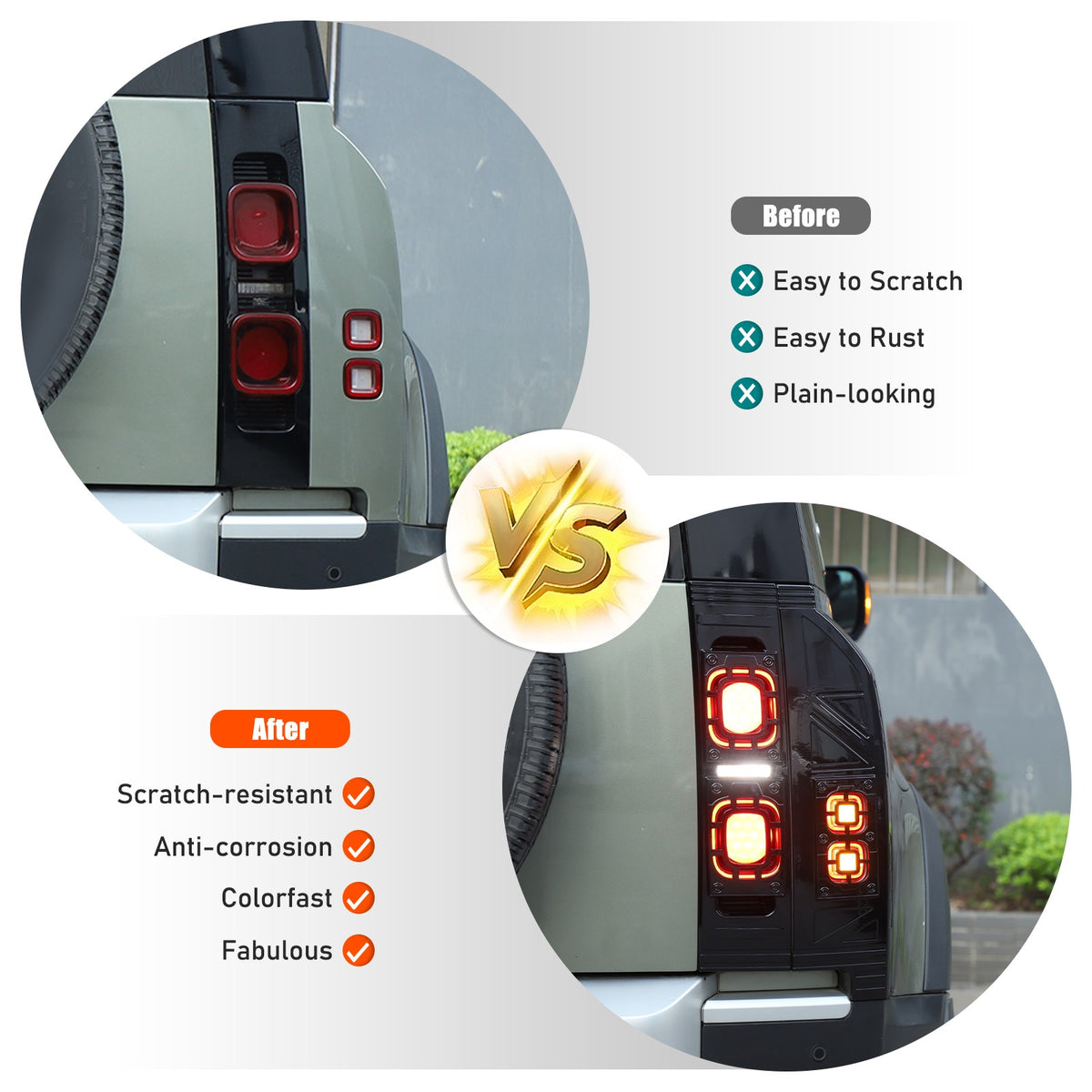 Mesh Piano Black ABS Taillight Protection Trim For LR Defender L663 2020-2025 US 20