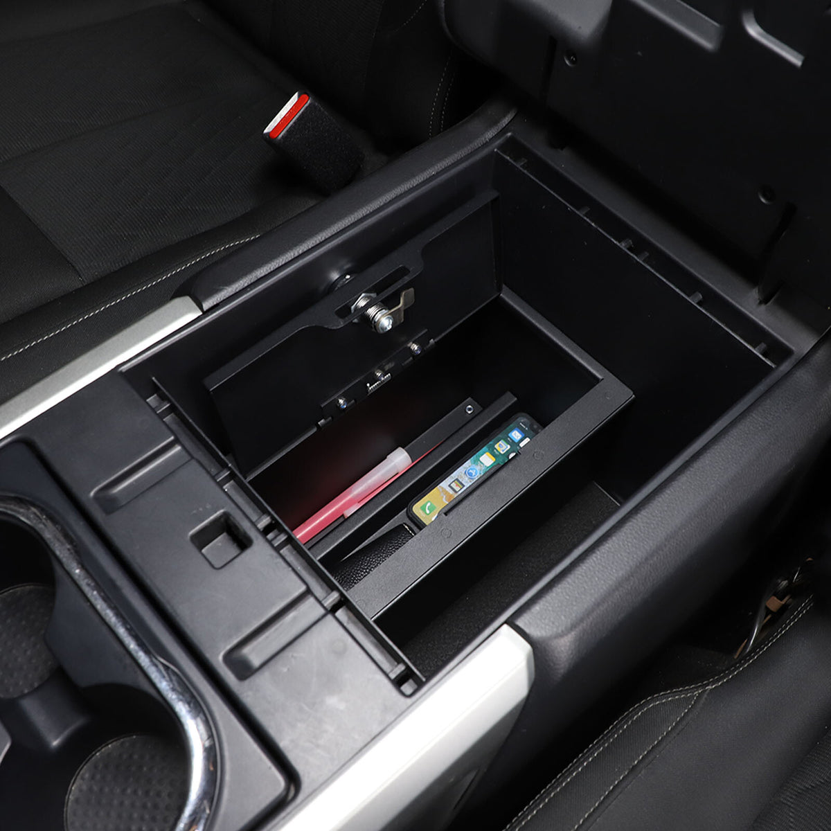 Center Console Safe GUN Storage Lock Box W/ TRAY For Nissan Titan 2016-23 5