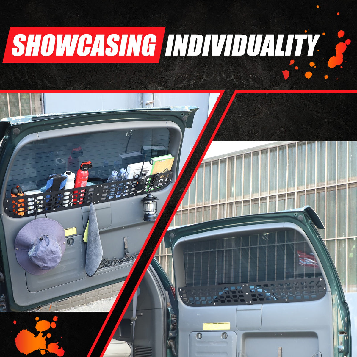 Rear Window Storage Barrier Molle Panel For Toyota Prado 2003-2009 16
