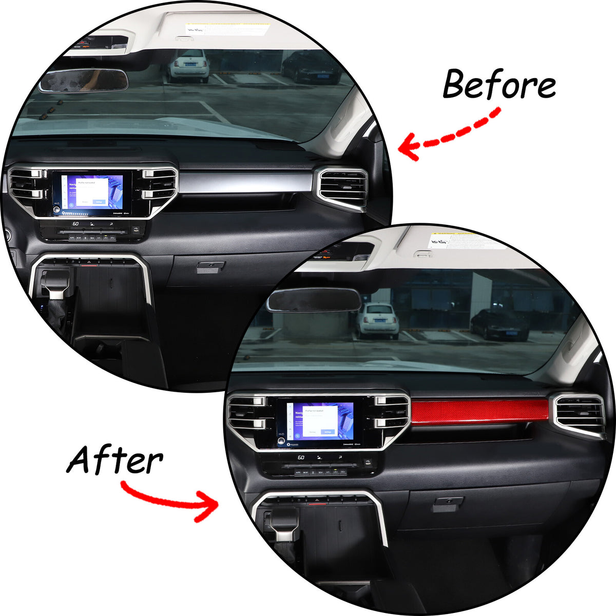 Red Real Carbon fiber Interior Dashboard Cover Strip Trim For Toyota Tundra 22+ 16
