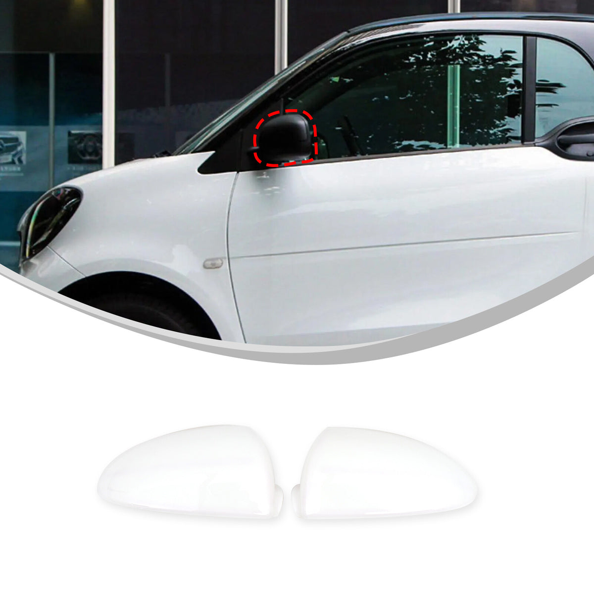 White ABS Exterior Rearview Mirror Cover For Mercedes Benz Smart 2009-2015 16
