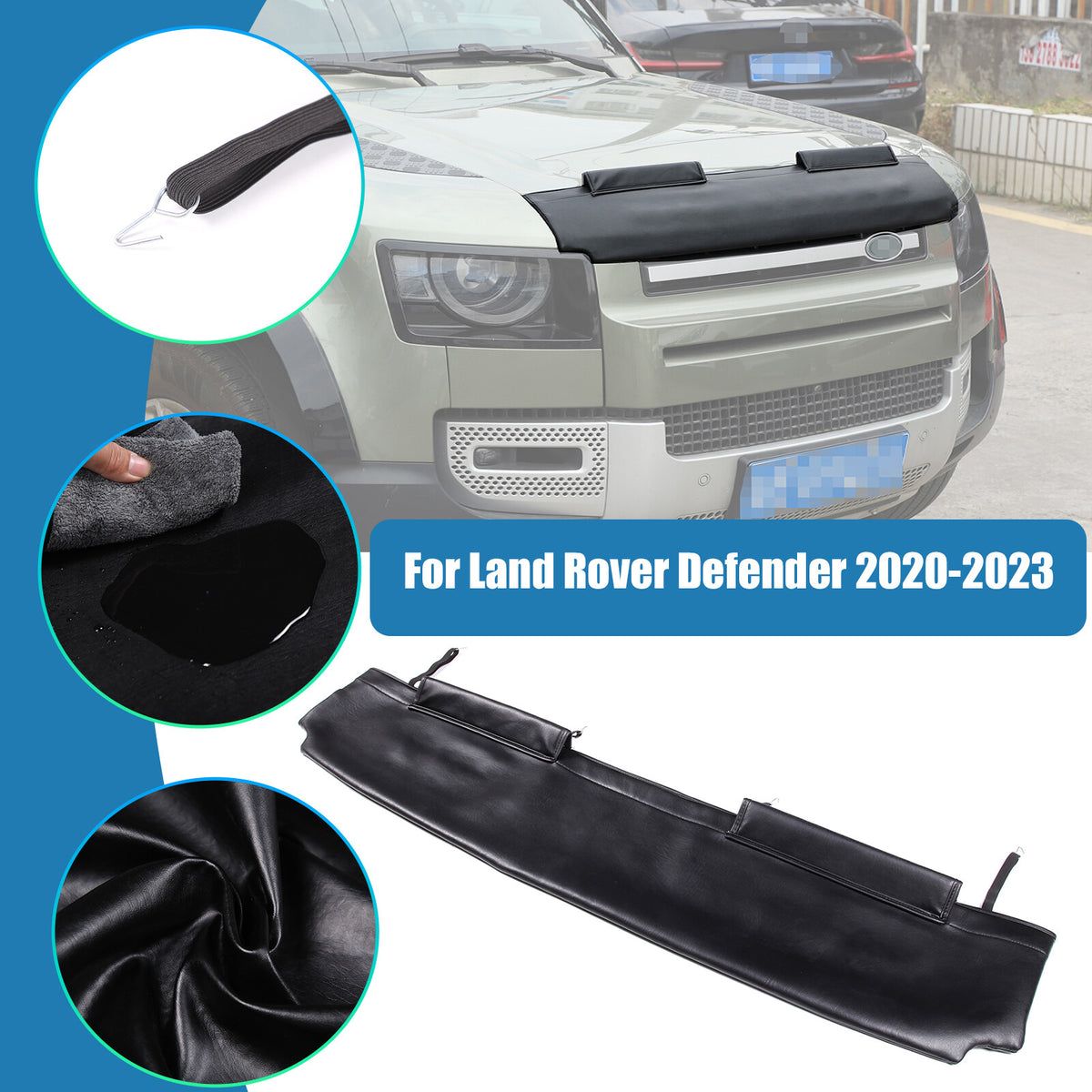 Black Car Bonnet Hood Bra Protector Mask Cover For Land Rover Defender 2020-2023 1