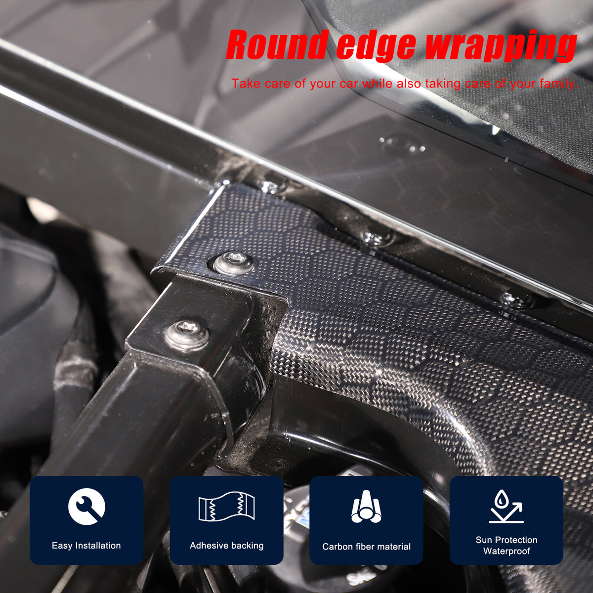Honeycomb Carbon Fiber Engine Bay Corner Base Cover Overlay For Corvette C8 20+ 24