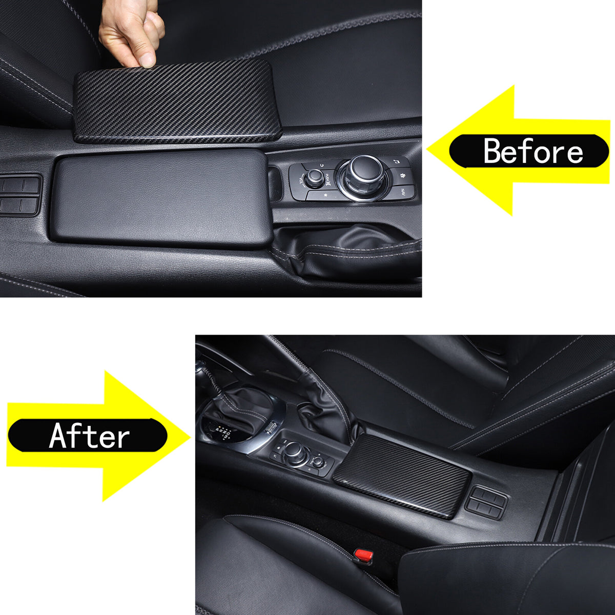 Real Carbon Fiber Armrest Console Box Cover Trim For Mazda MX-5 Miata 16-24 US 7