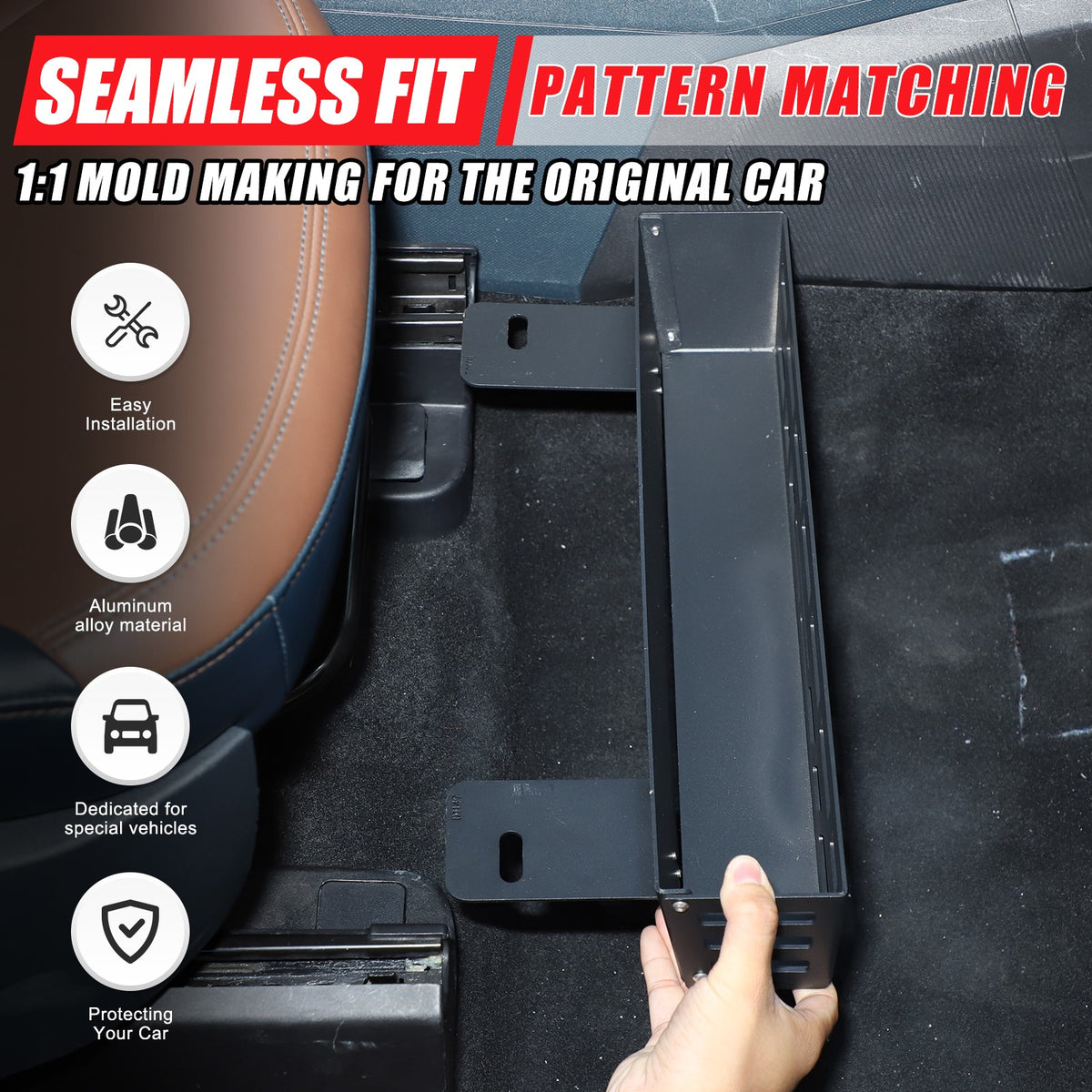 Carbon Steel & Aluminum Under Seat Storage Box Basket For Ford Maverick 2022+ 18