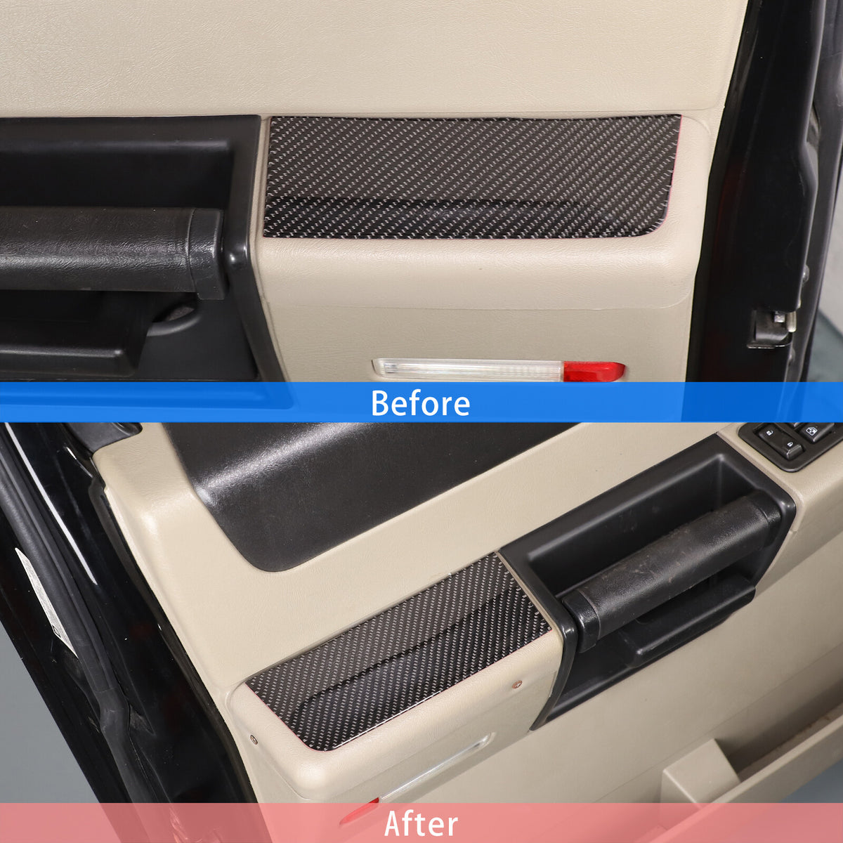 Carbon Fiber Interior Door Armrest Panel Trim Sticker For Hummer H2 2003-09 6