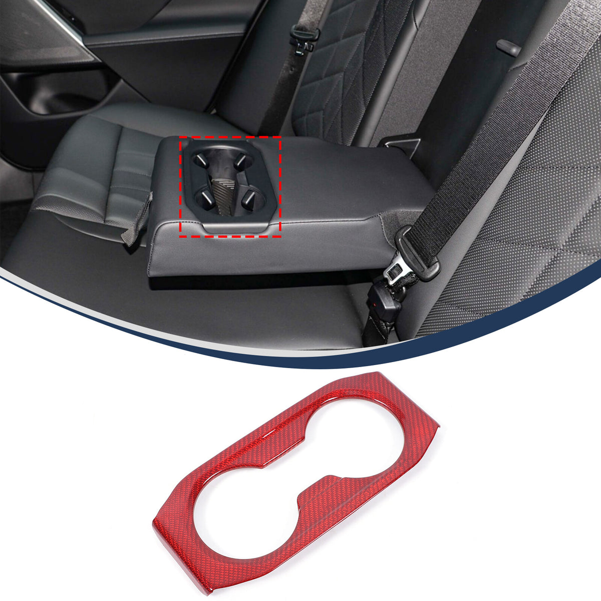 Red Carbon Fiber Armrest Box Rear Cup Holder Cover For BMW 5 Series G60 i5 2024+ 2