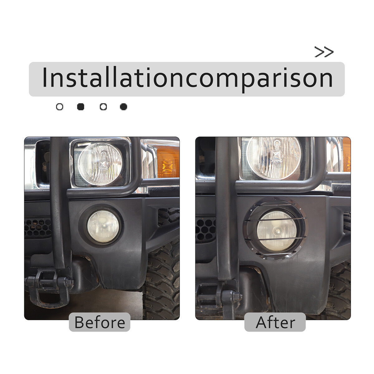 Black Steel Front Fog Light Lamp Frame Cover Trim For Hummer H3 05-09 9