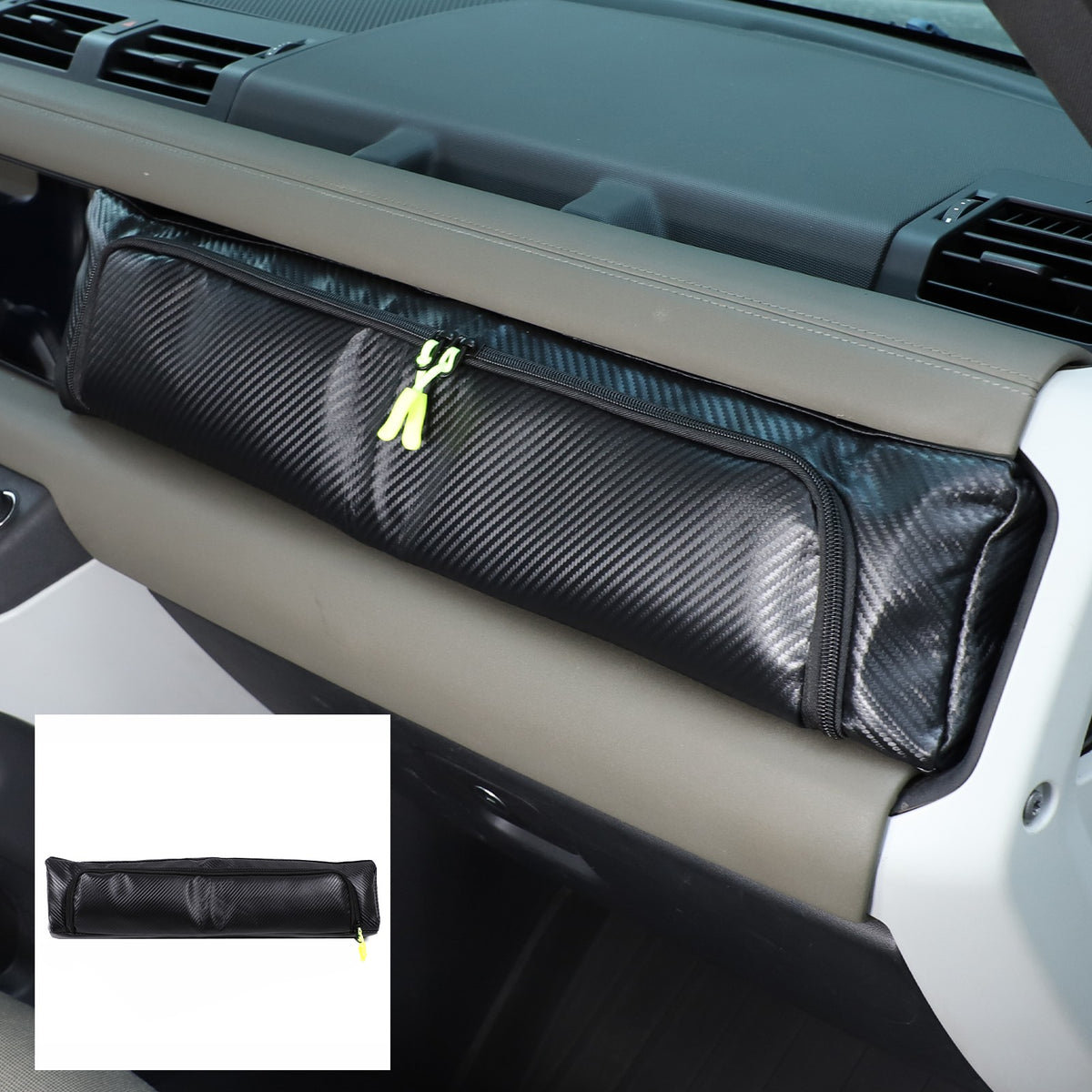 Carbon Fiber Texture Passenger Dashboard Storage Bag For LR Defender L663 2020+ 2