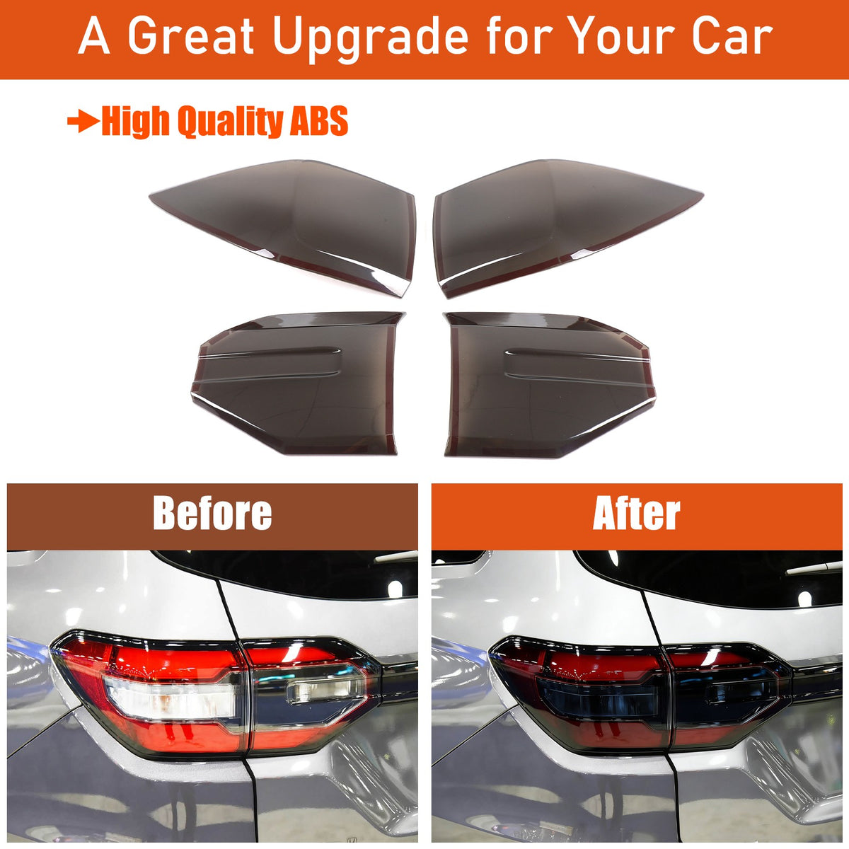 Transparent Gray ABS Smoked Tail Light Cover Trim For Honda Pilot 2023-2025 4