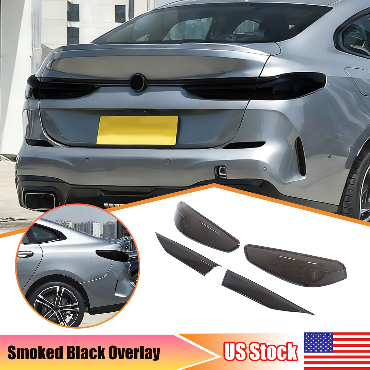 Smoked Blackout Tail Light Cover Overlay For BMW 2 Series Gran Coupe F44 20-24 1