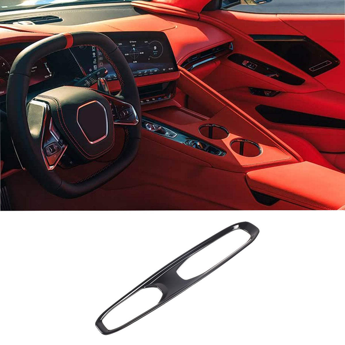 Glossy Piano Black Center Console Gear Panel Trim Set For Corvette C8 26+ US 20