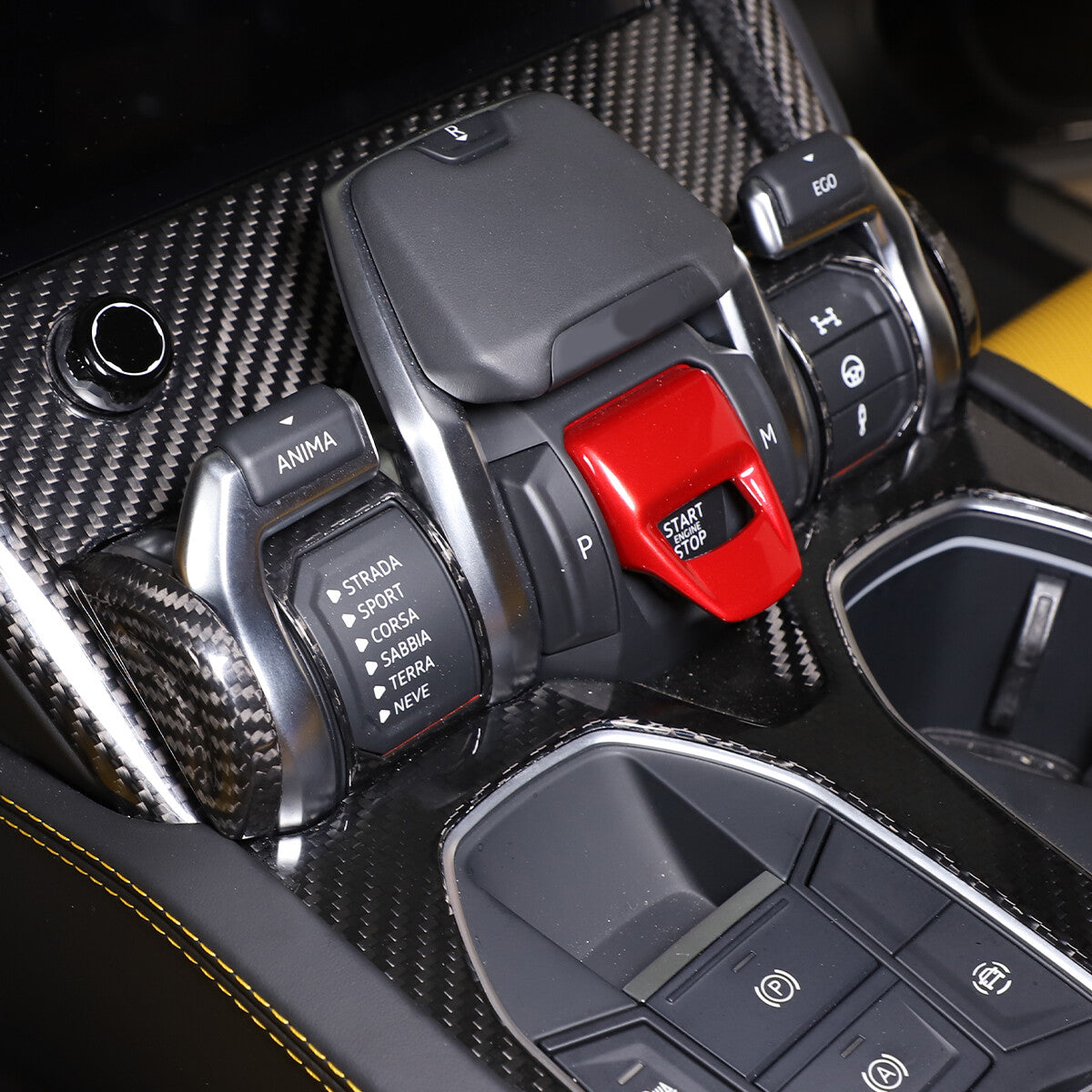Dry Carbon Fiber Sport Mode Switch Frame Trim Cover For Lamborghini URUS 2018-23 6