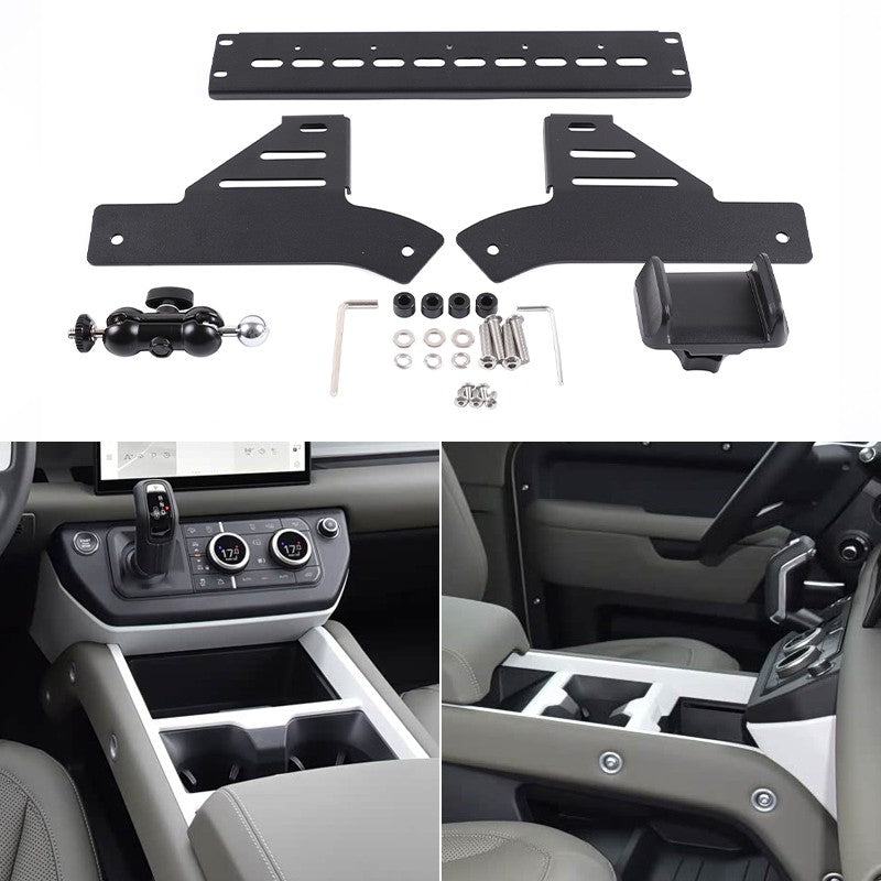 Black Clip Center Console Phone Mount Bracket For Land Rover Defender L663 2020+ 16