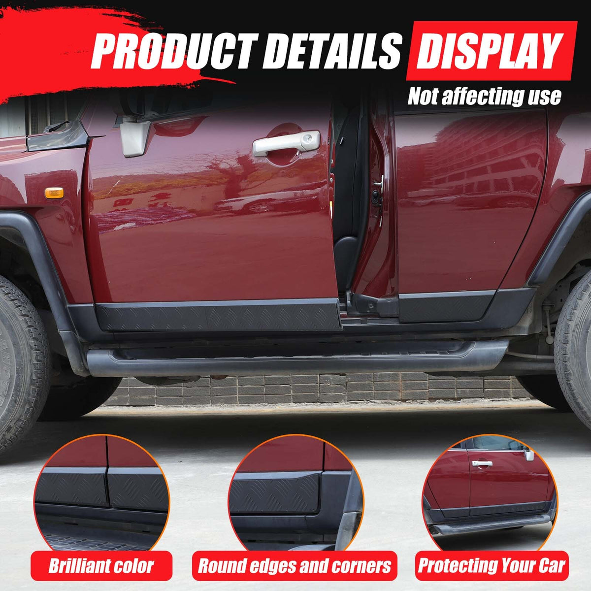 Black Alloy Car Body Door Side Molding Trim For Toyota FJ Cruiser 2007-21 9