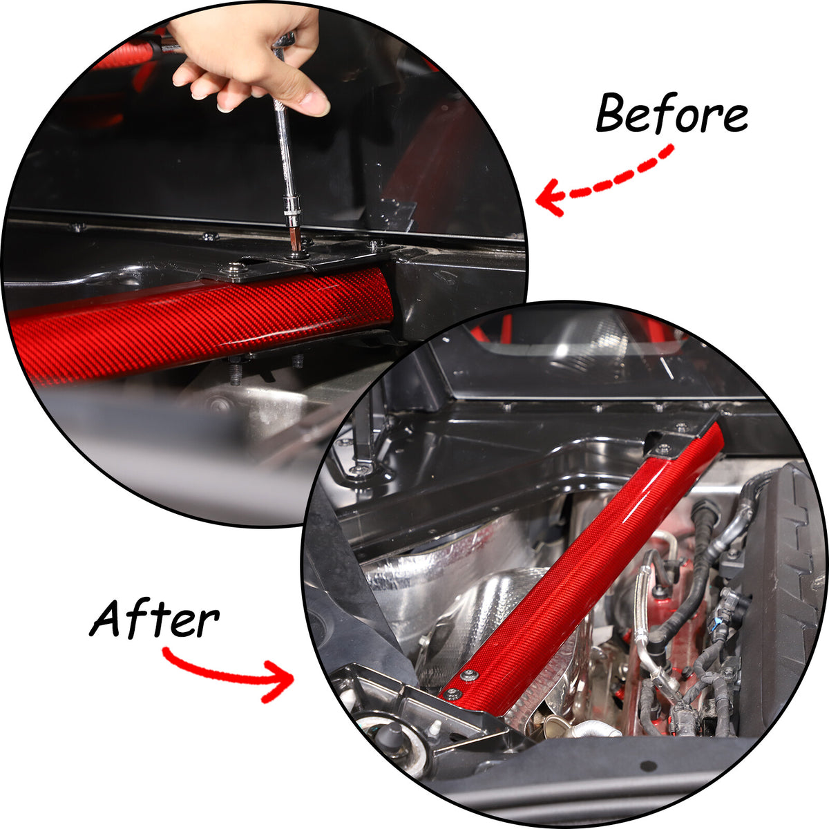 Red Carbon fiber Engine Bay Crossmember Panel Trim Cover For Corvette C8 20-26 12