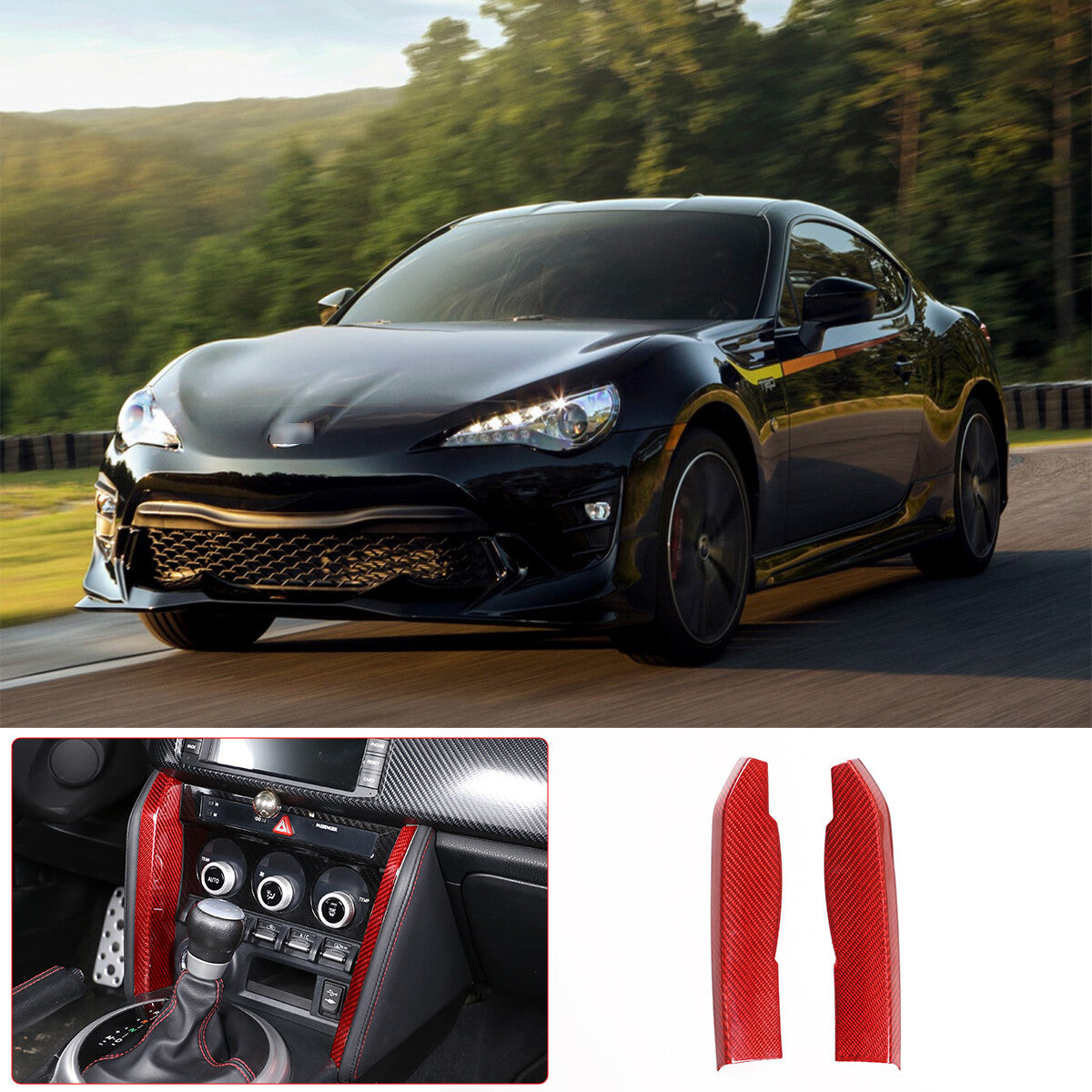Red Carbon Fiber Center Control Side Panel Trim For Subaru BRZ Scion FR-S 12-20 8