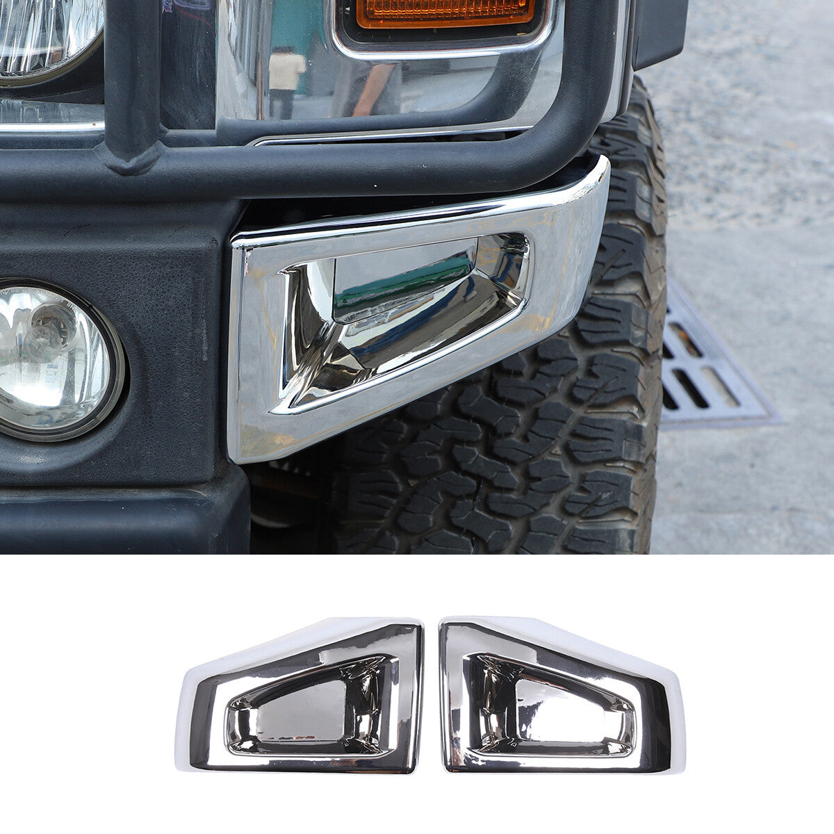 Chrome Front Bumper Side Cover Trim Accessories Fit For Hummer H2 2003-09 4