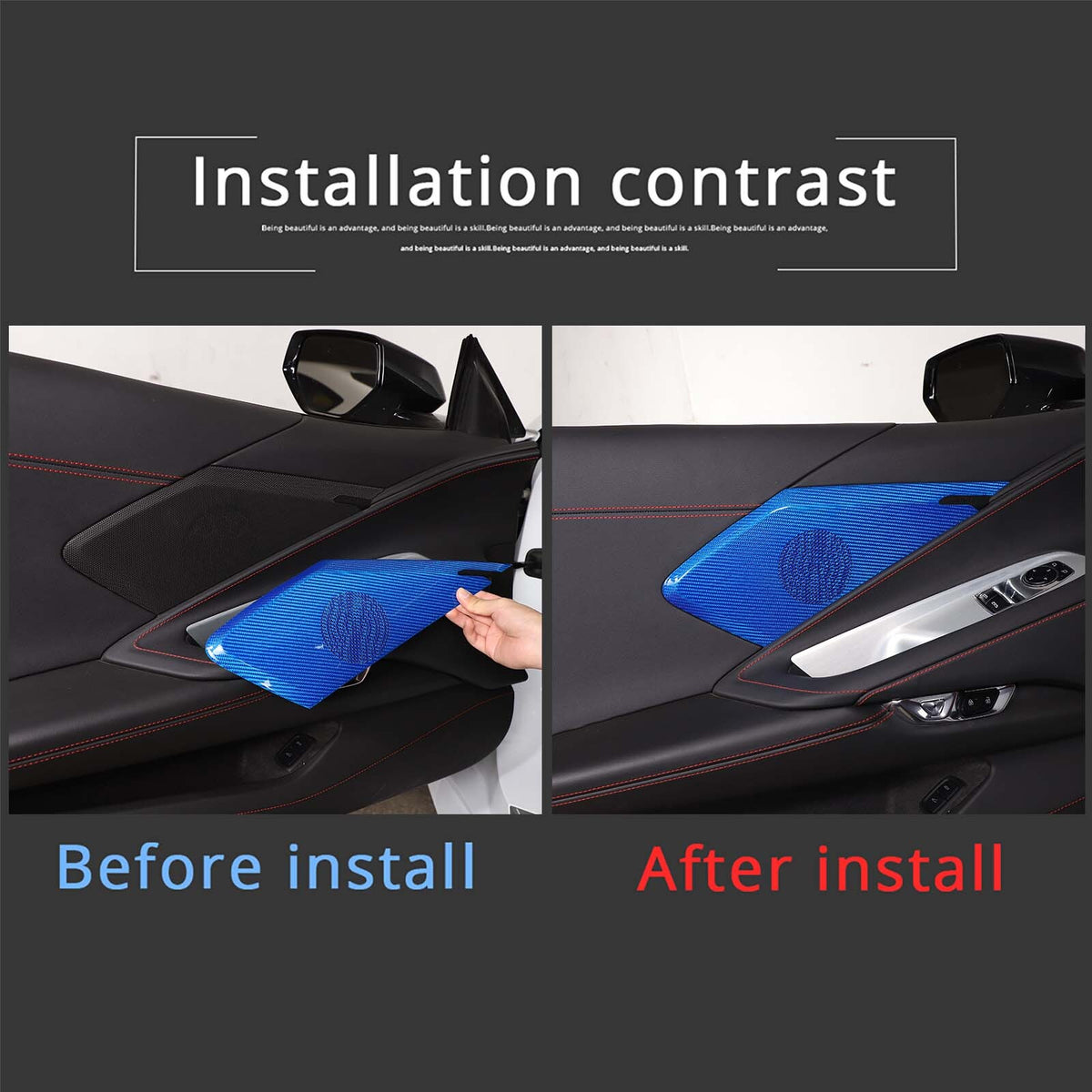 Blue Real Carbon Fiber Full Interior Set Decor Trim Kit for Corvette C8 20-25 - Variants 1-5 16