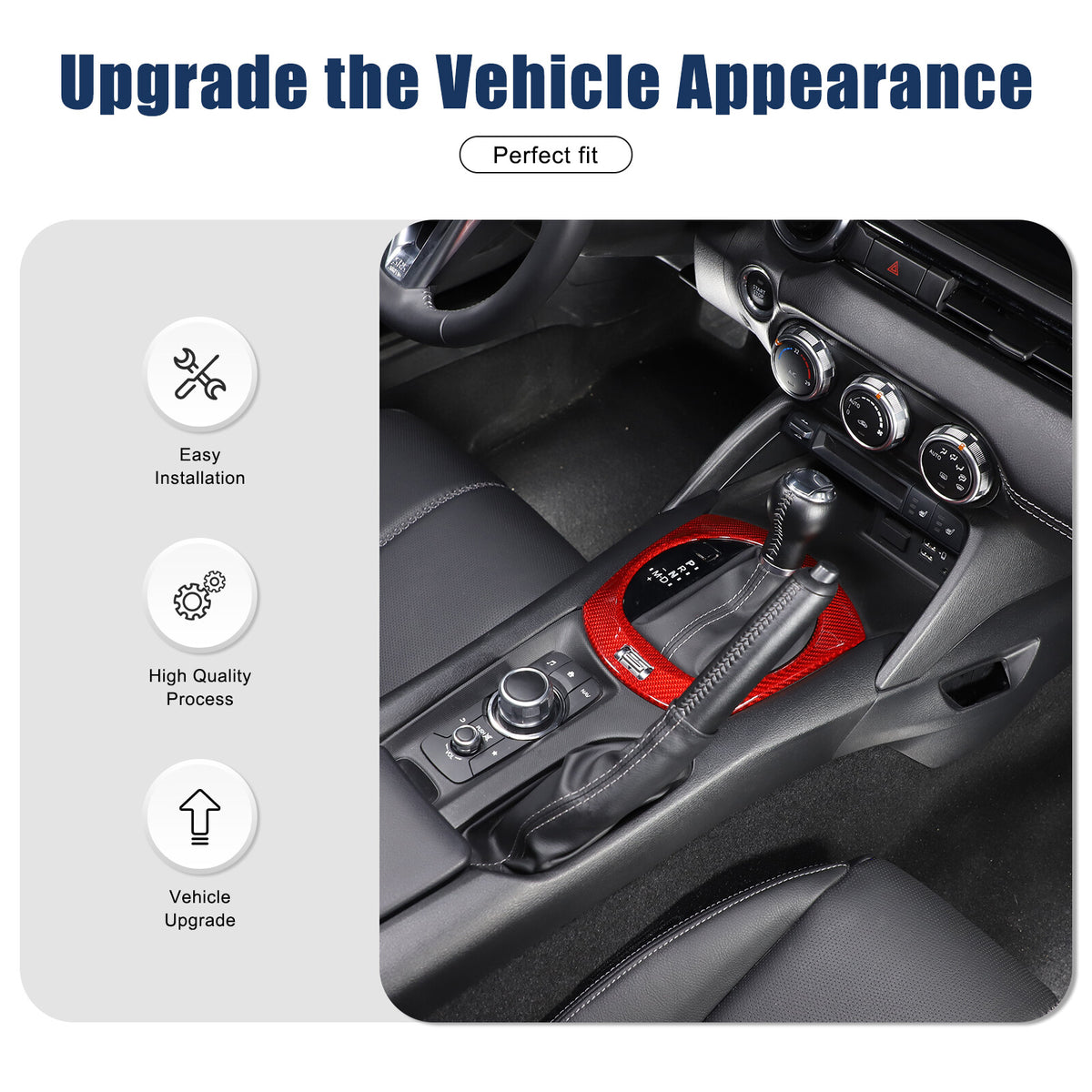 Red Real Carbon Fiber Center Gear Panel Cover Trim For mazda MX5 MX-5 Miata 16+ 16