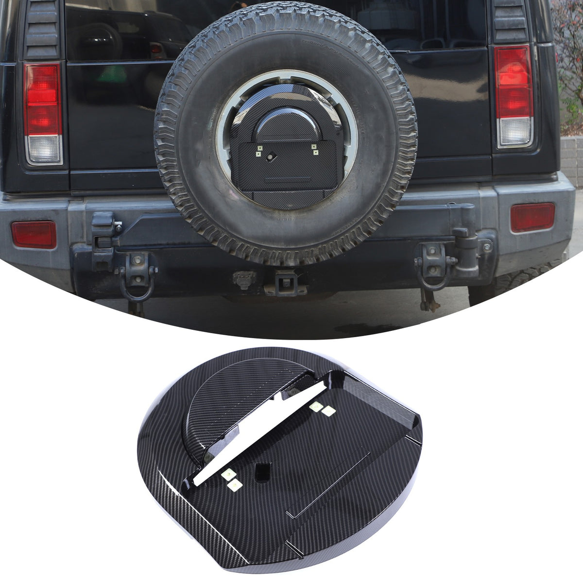 Carbon Spare Tire License Plate Base Cover For Hummer H2 2003-09 OE:25782333 US 2