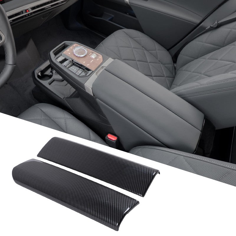 ABS Carbon Fiber Center Armrest Box Cover Trim For BMW iX I20 2022-2024 22
